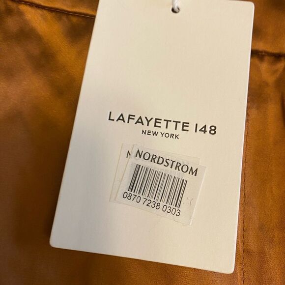 NWT Lafayette 148 NY high waisted bohemian crushed satin trousers size 10 boho - Picture 4 of 16
